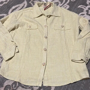 Andree button front shirt. New with tags. Pale yellow. Shacket